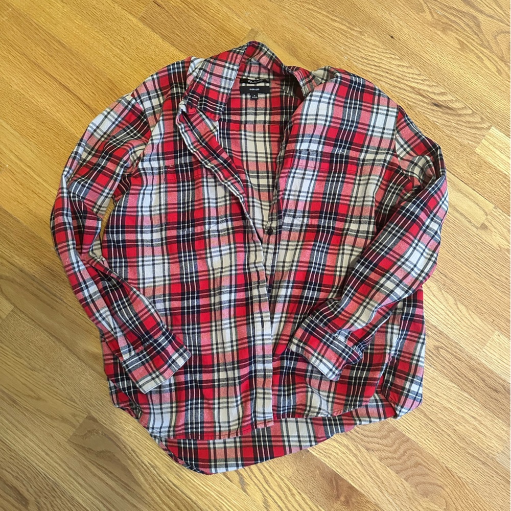 Red Plaid Flannel Madewell Size M